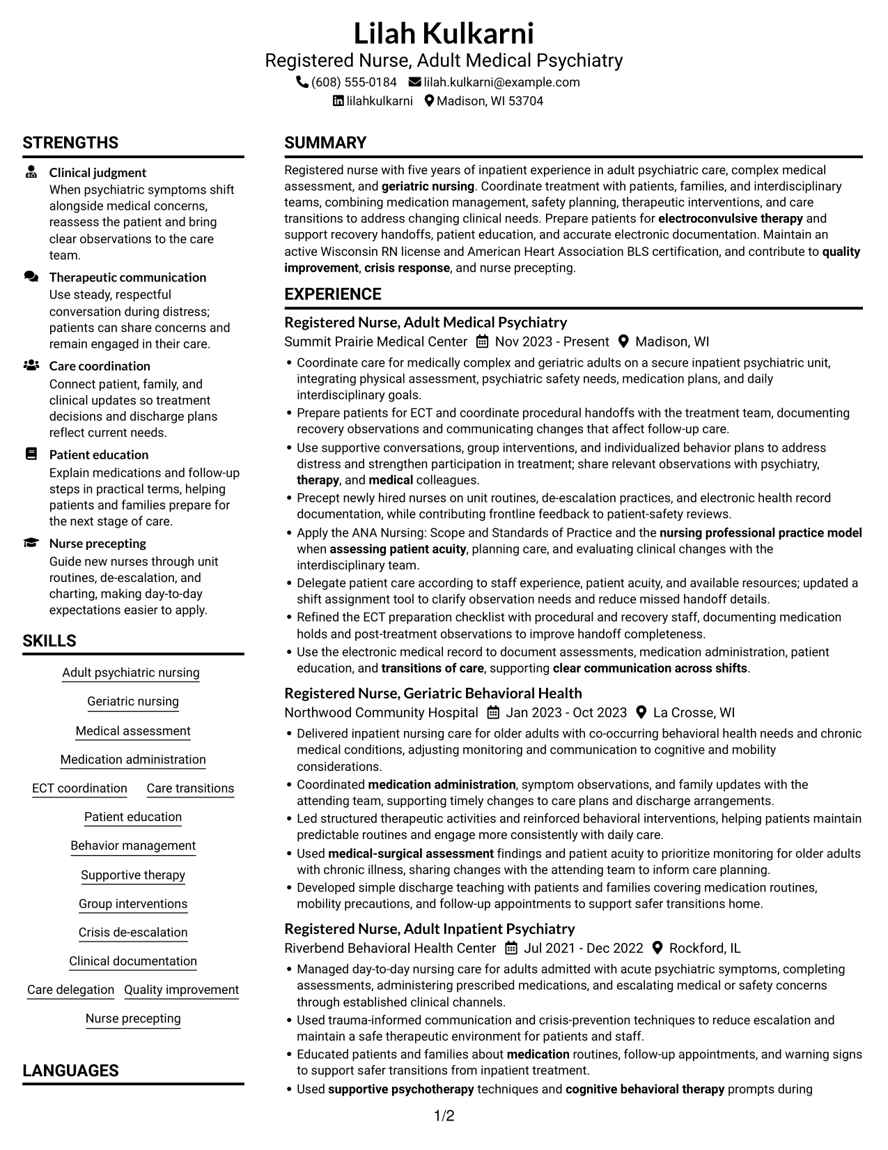 Resume example — page 1