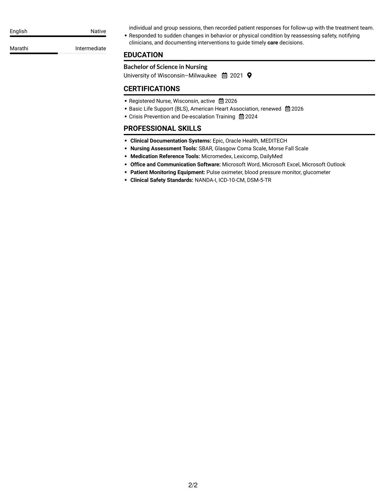 Resume example — page 2