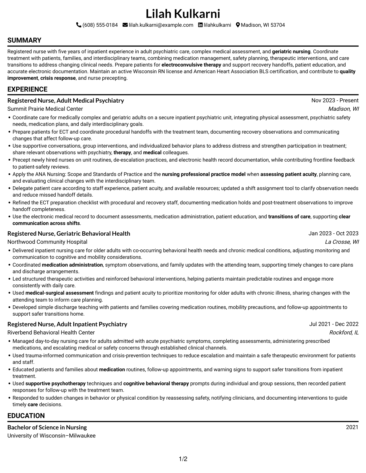 Resume example — page 1