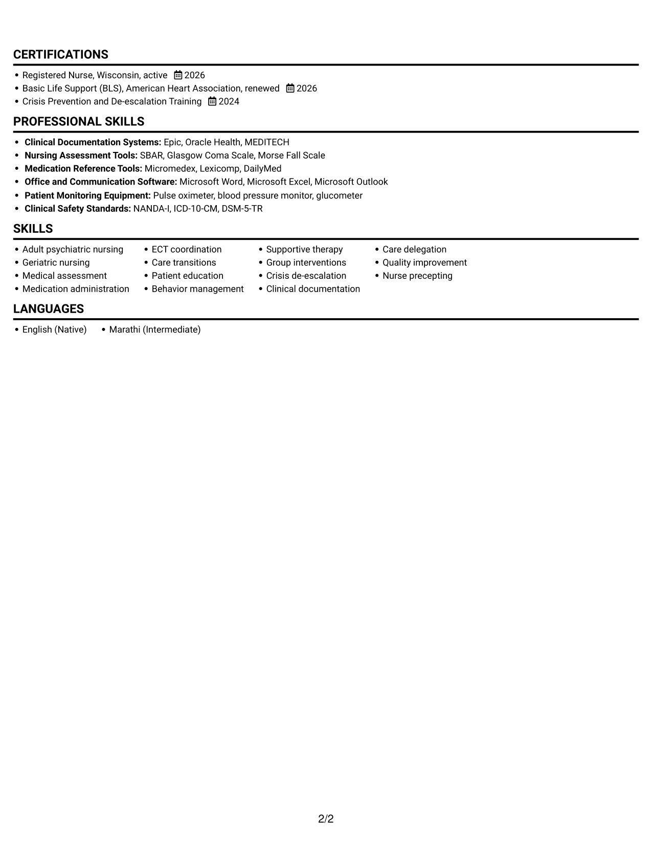 Resume example — page 2