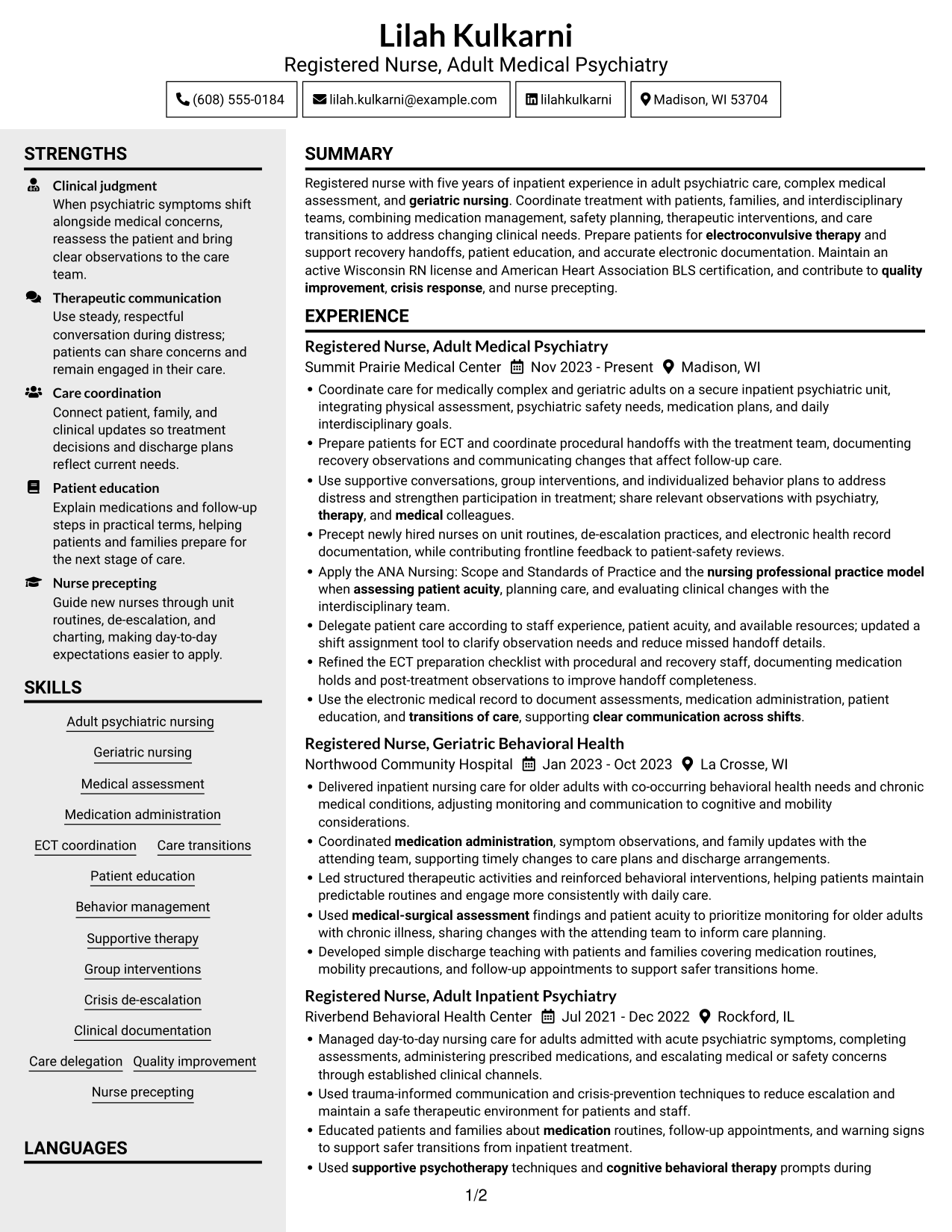 Resume example — page 1