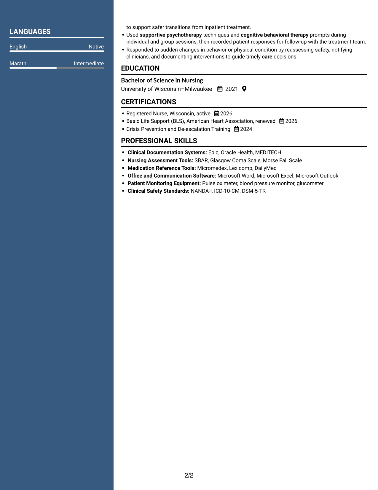 Resume example — page 2