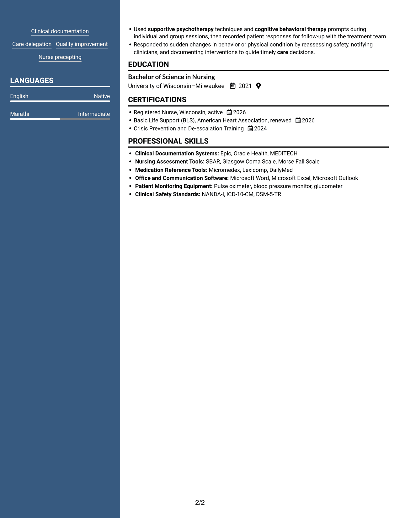 Resume example — page 2