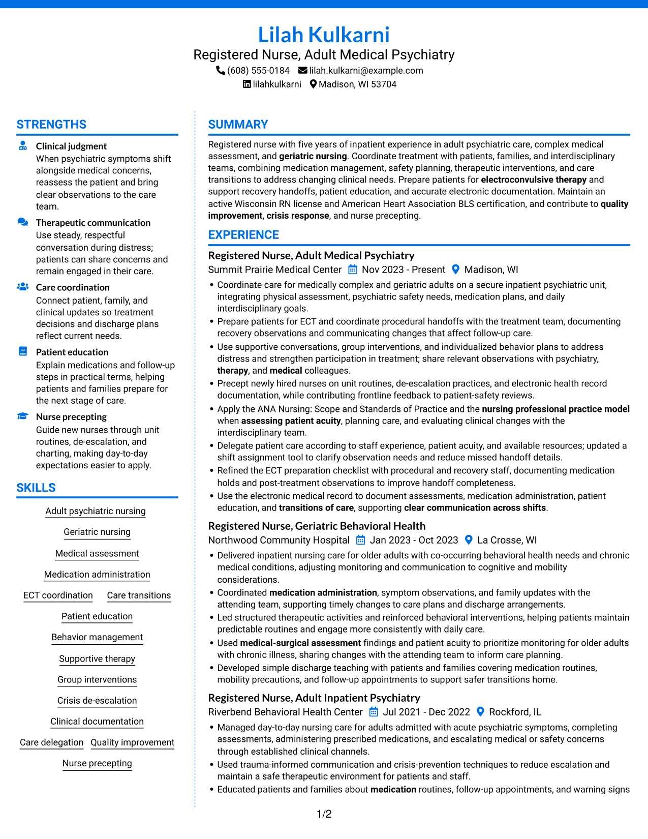 Resume example — page 1