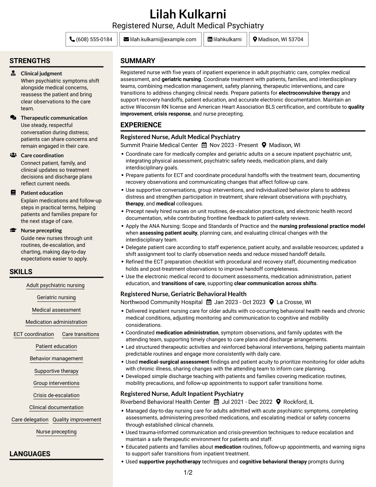 Resume example — page 1