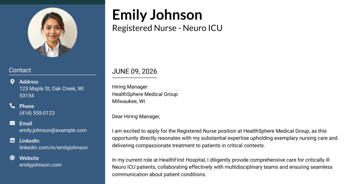 30+ Registered Nurse - Neuro ICU Cover Letter Templates with Example 2026