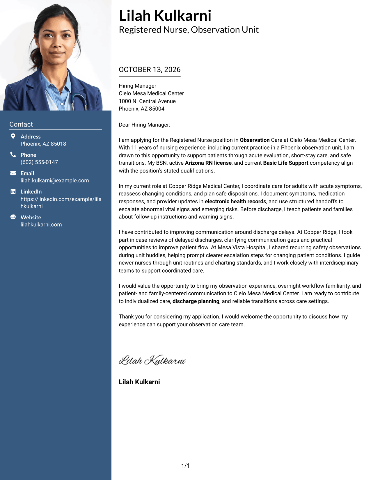 Cover Letter Example Page 1