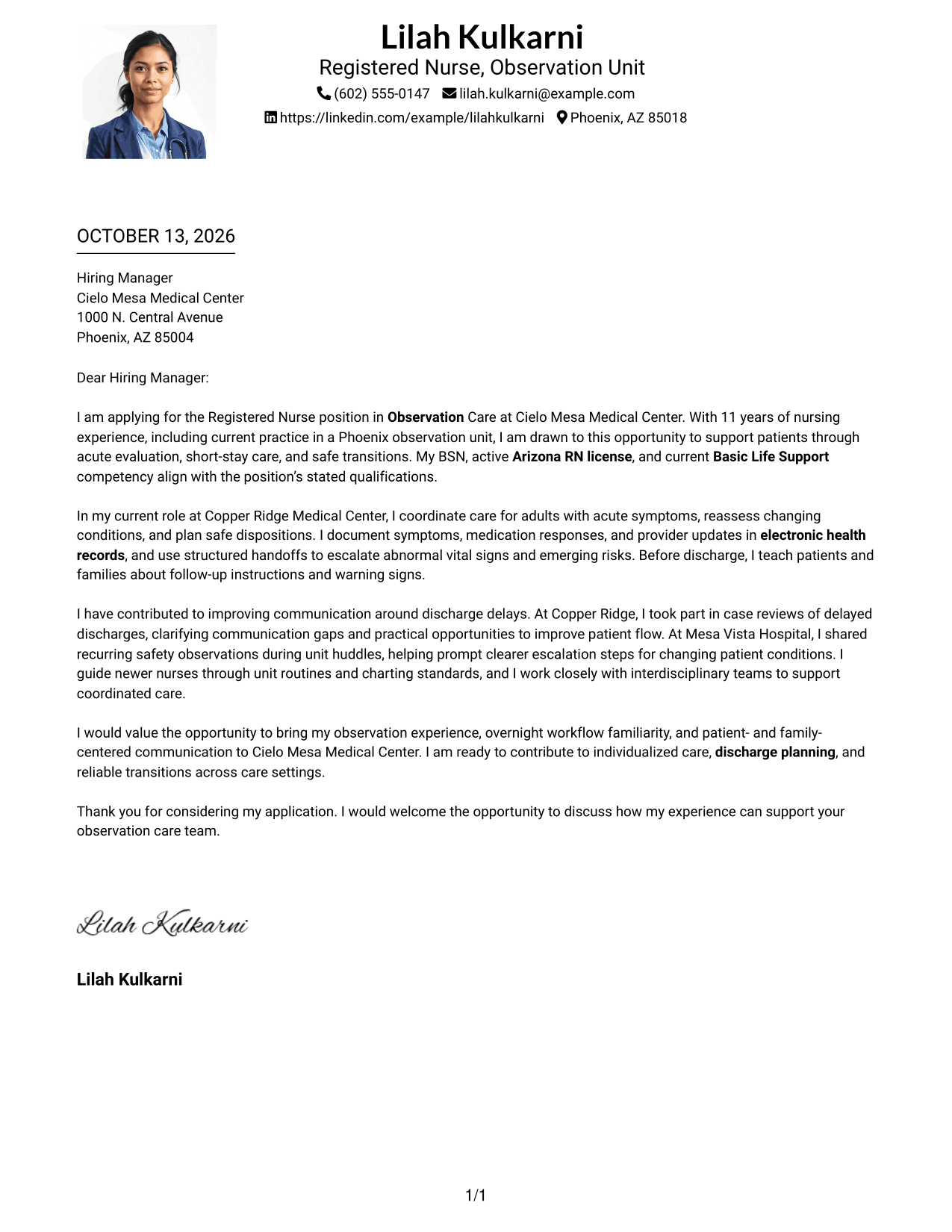 Cover Letter Example Page 1