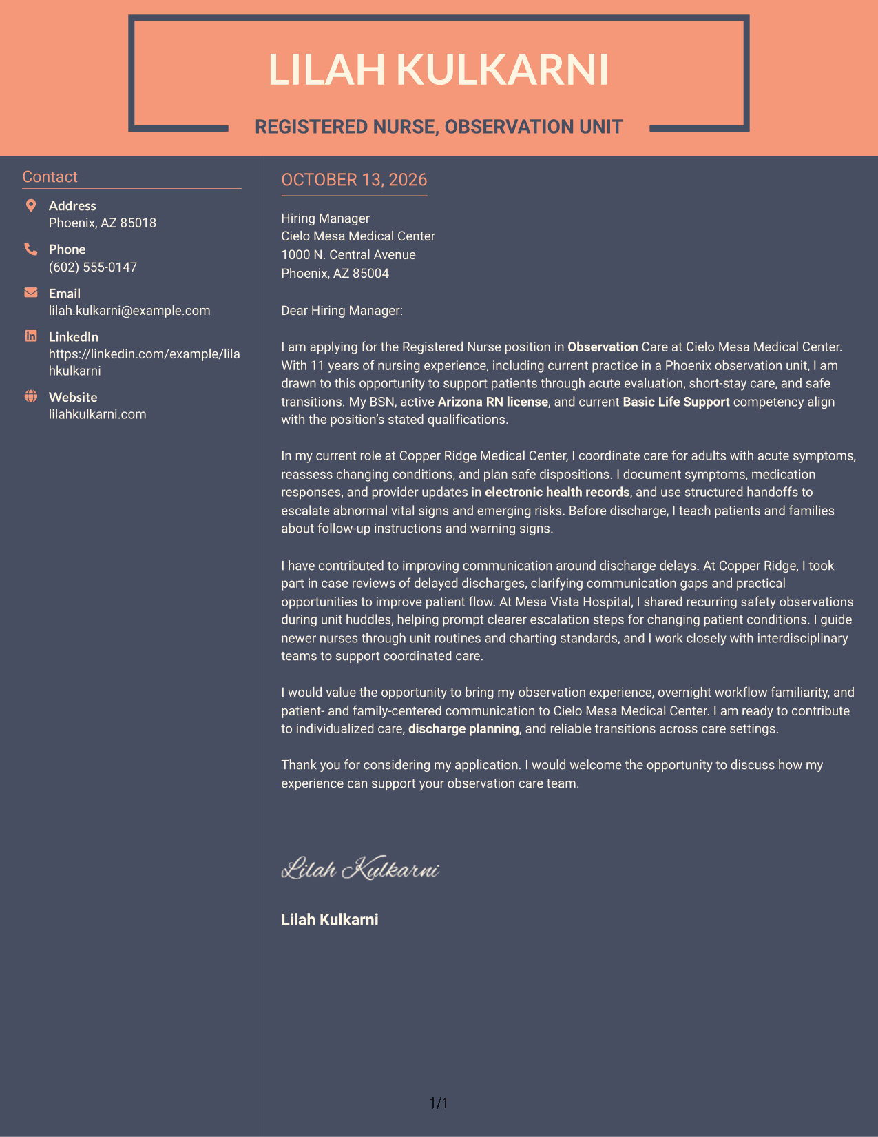 Cover Letter Example Page 1