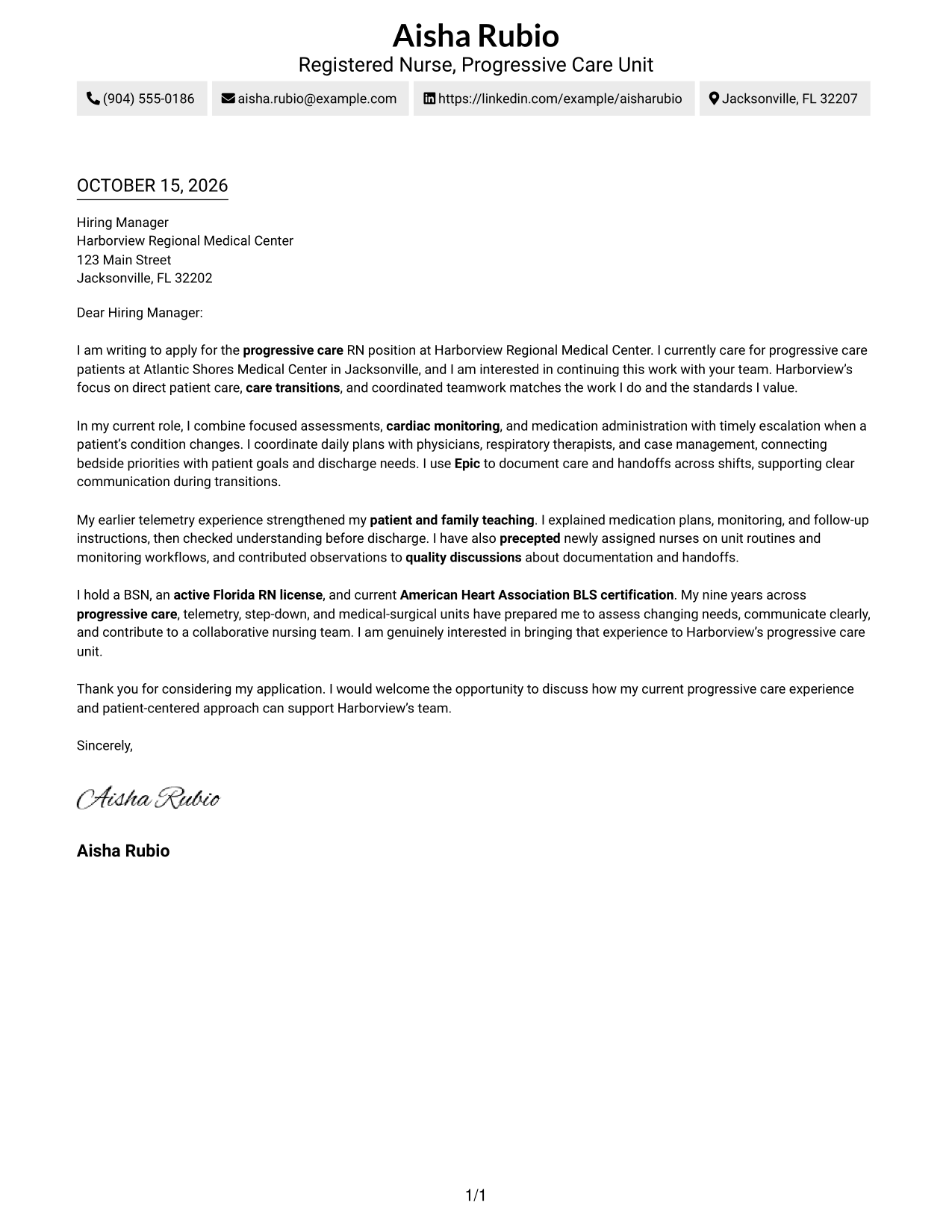 Cover letter example — page 1