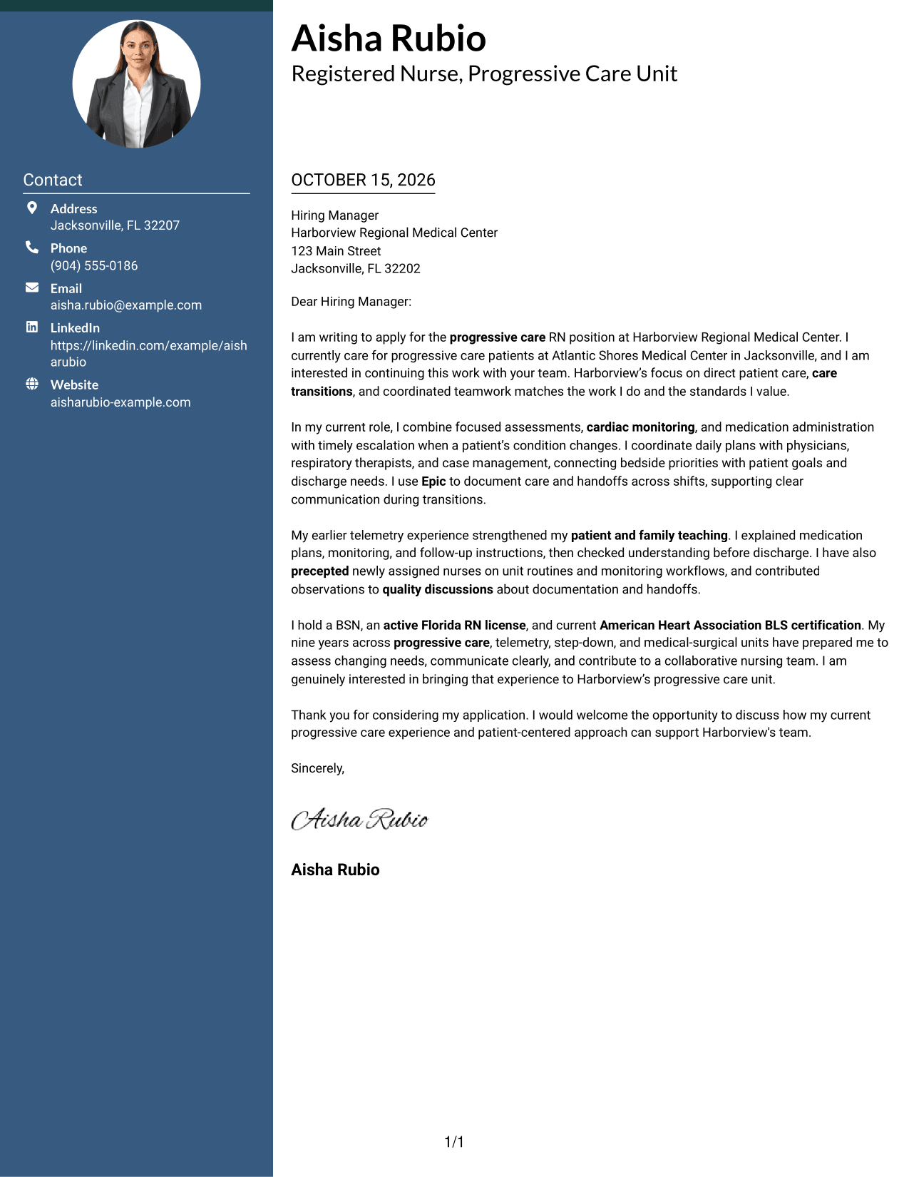 Cover letter example — page 1