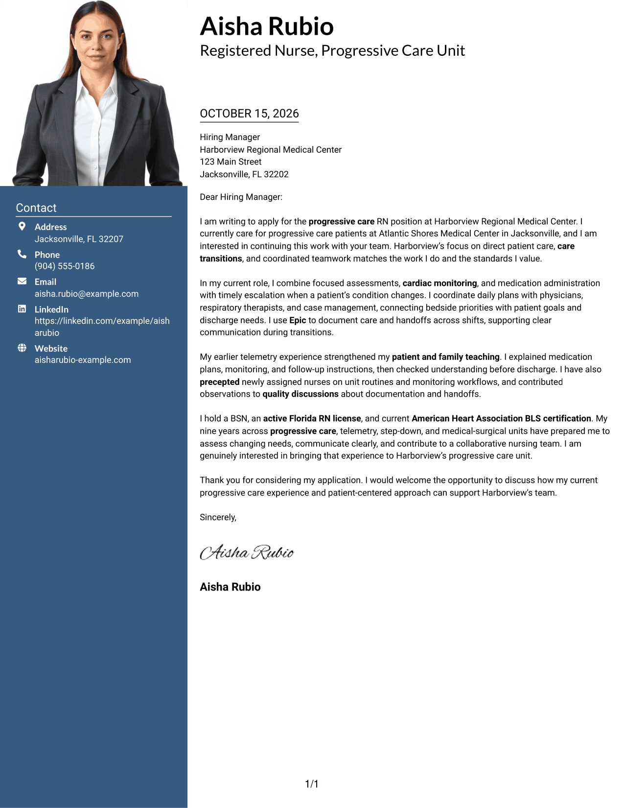 Cover letter example — page 1