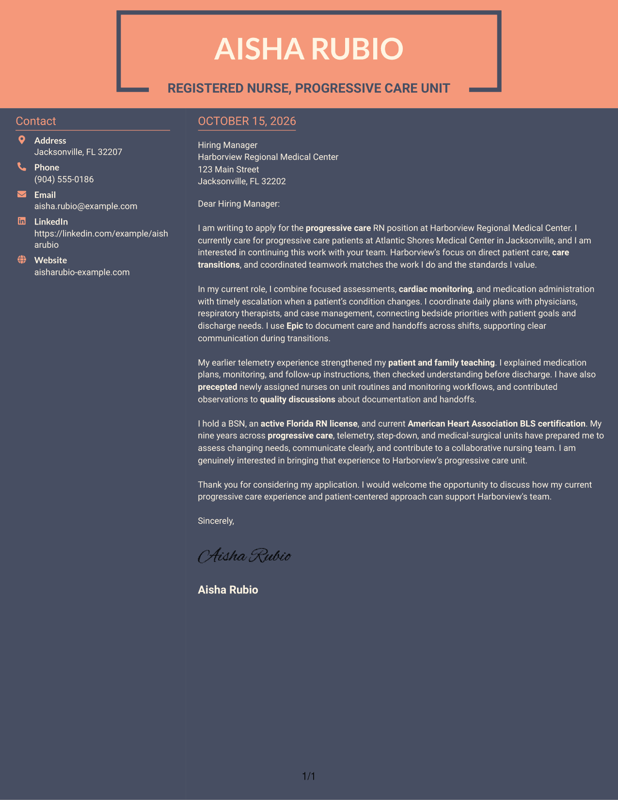 Cover letter example — page 1