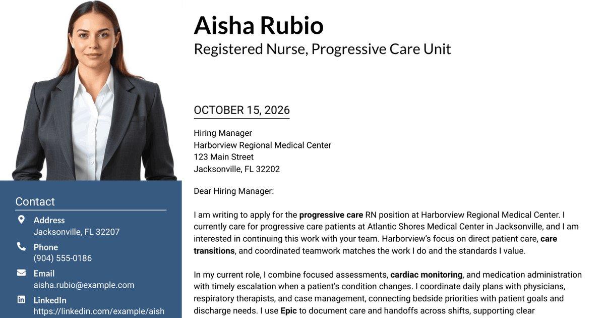 7 Registered Nurse - Progressive Care Unit Cover Letter Templates with Example