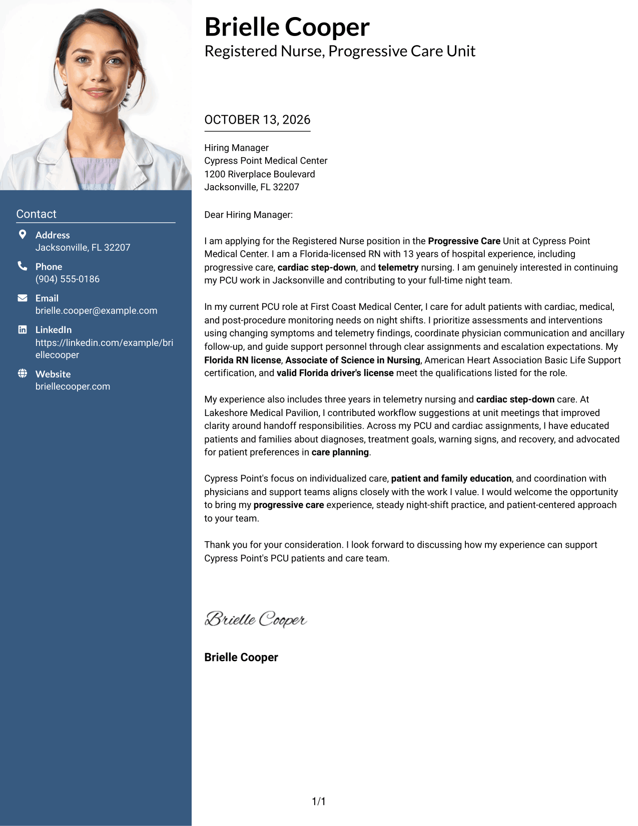 Cover Letter Example Page 1