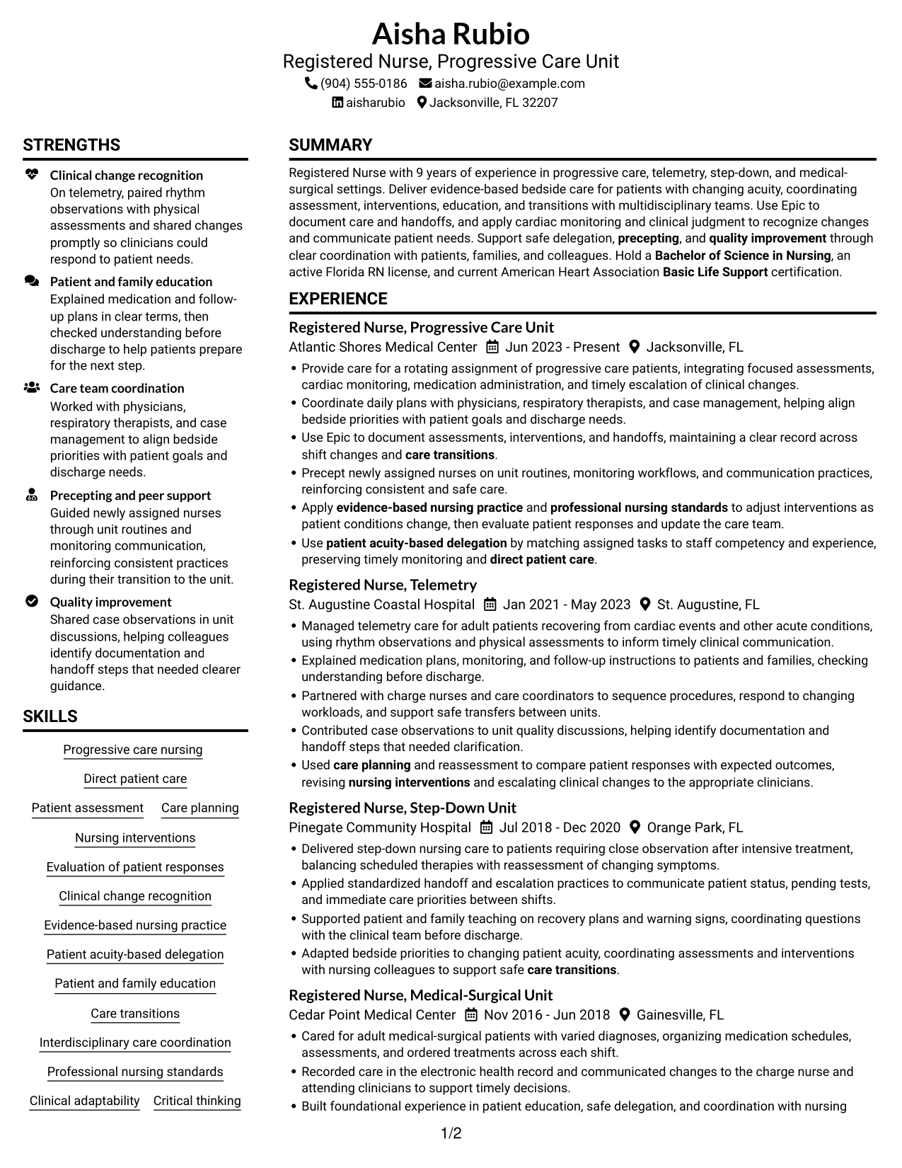 Resume example — page 1