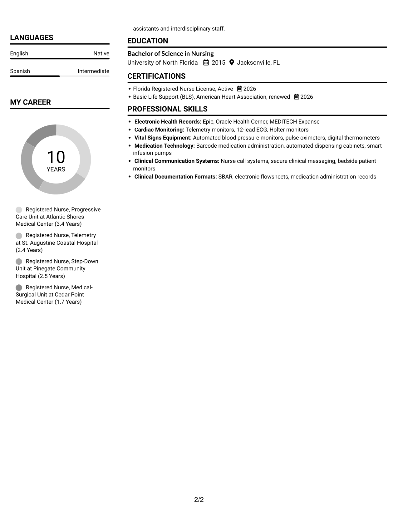 Resume example — page 2