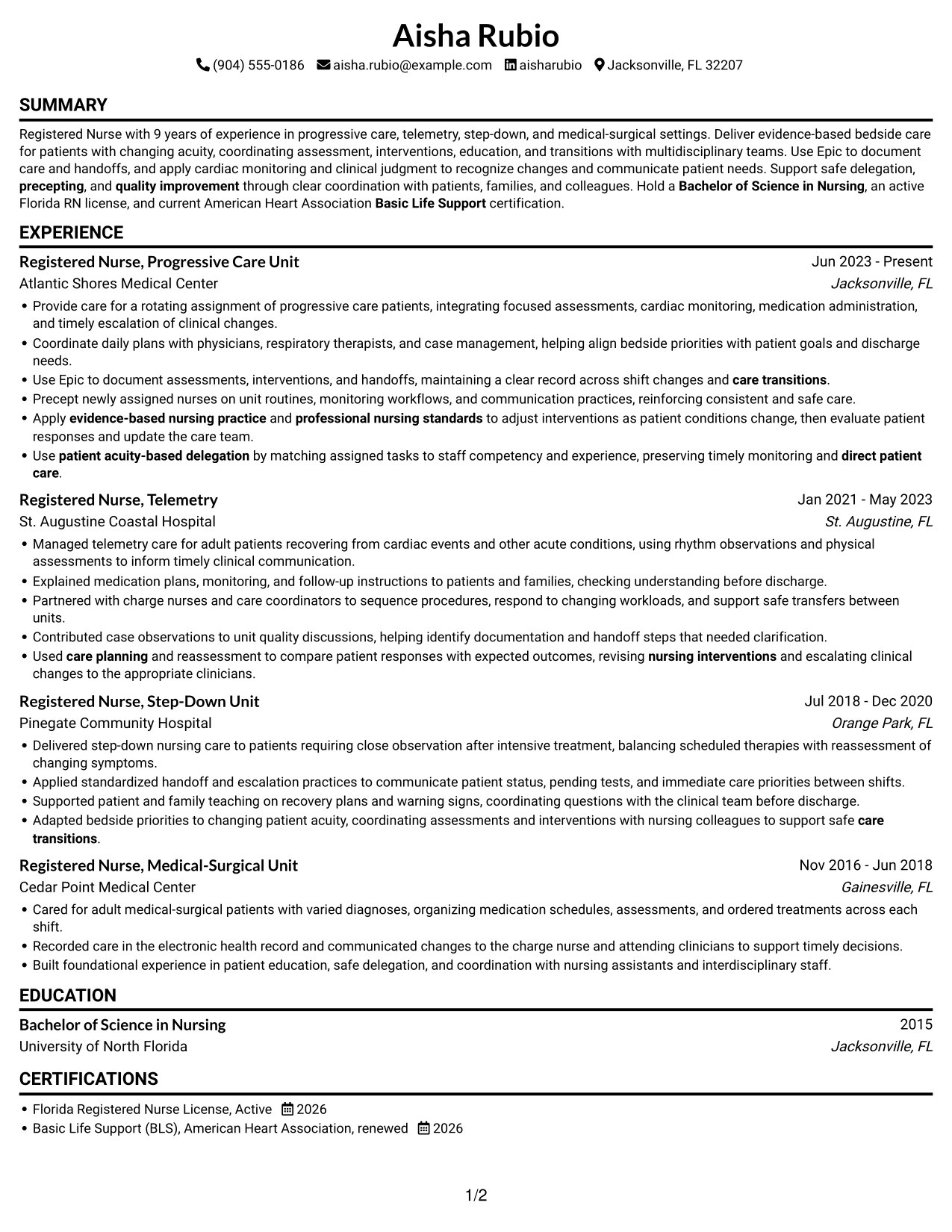 Resume example — page 1