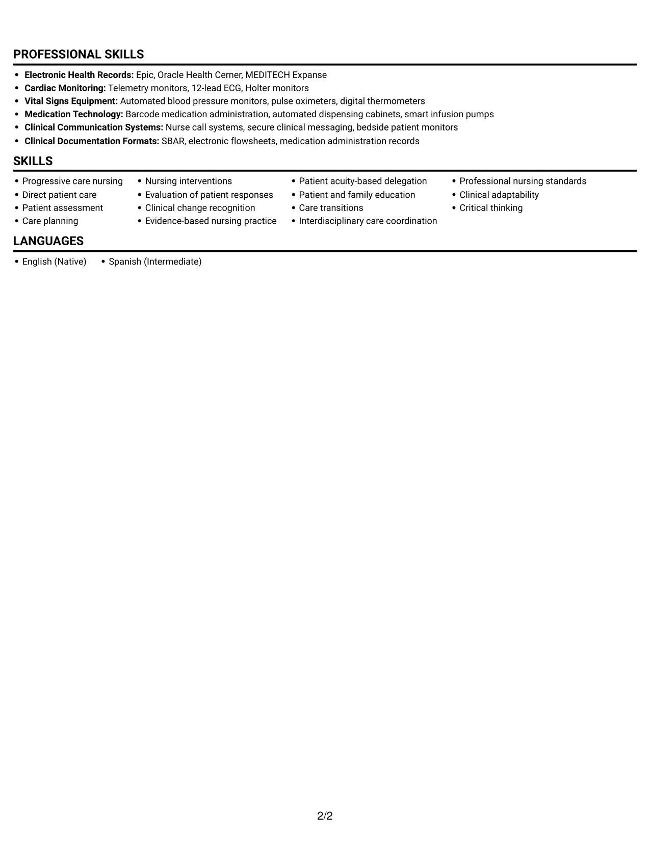 Resume example — page 2