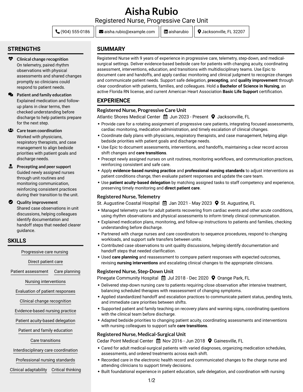 Resume example — page 1