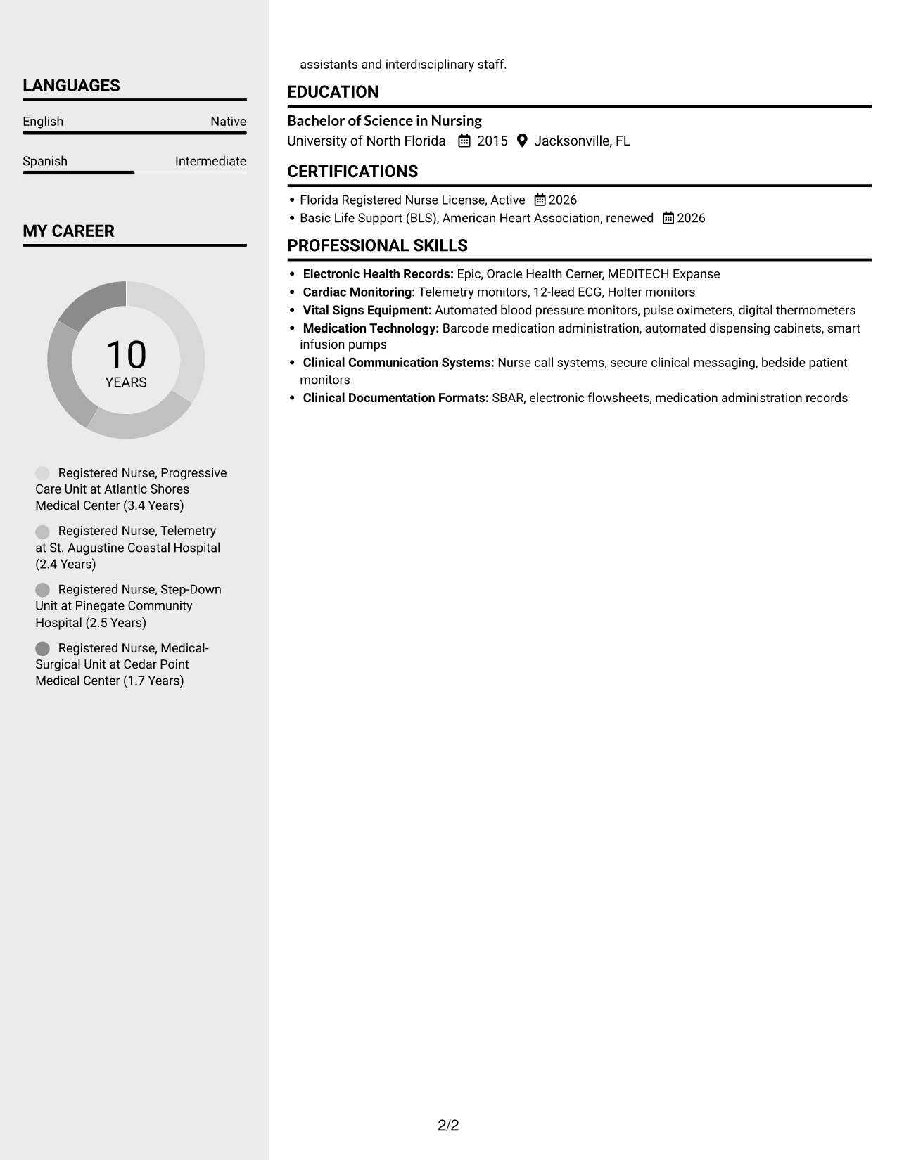 Resume example — page 2