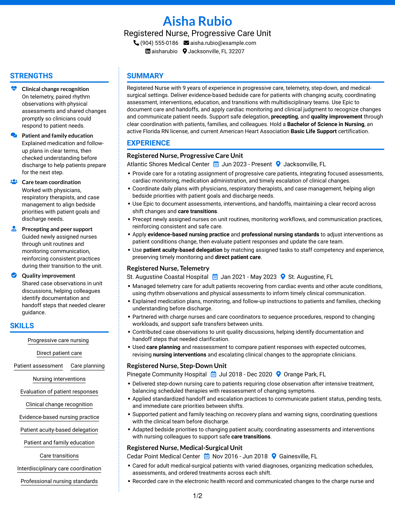 Resume example — page 1