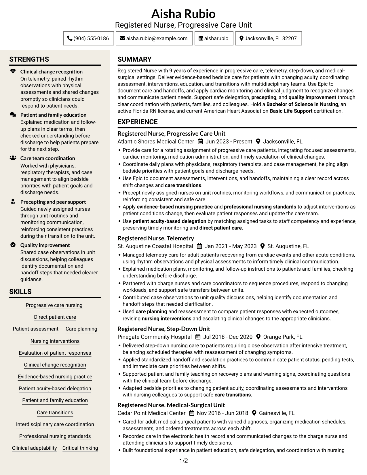 Resume example — page 1