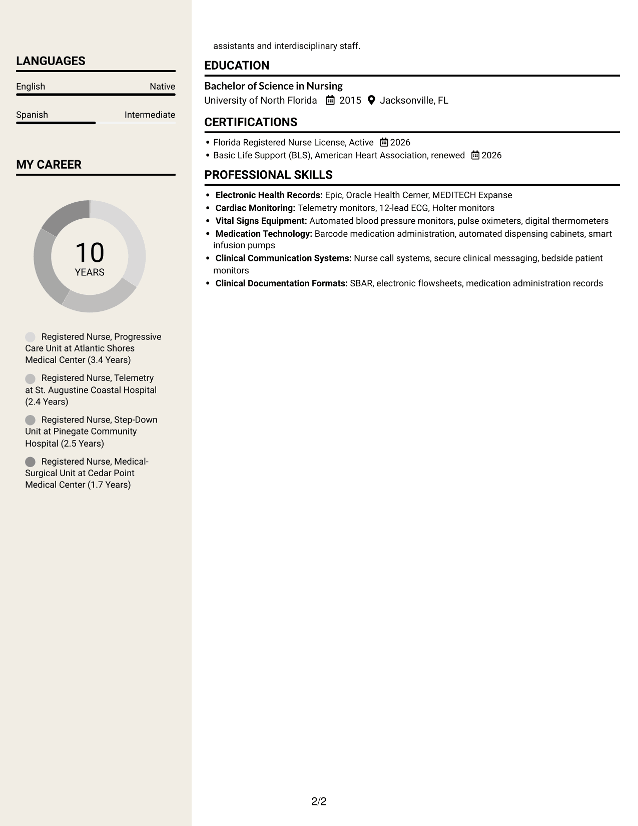 Resume example — page 2