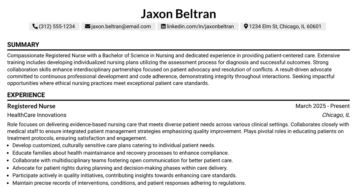 33 Registered Nurse, Radiology Resume Templates with Example 2026 (ATS-Optimized)