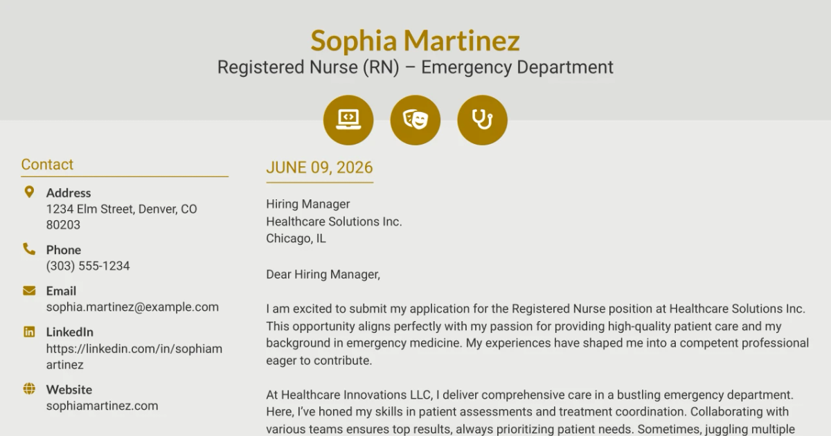 30+ Registered Nurse (RN) – Emergency Department Cover Letter Templates with Example 2026