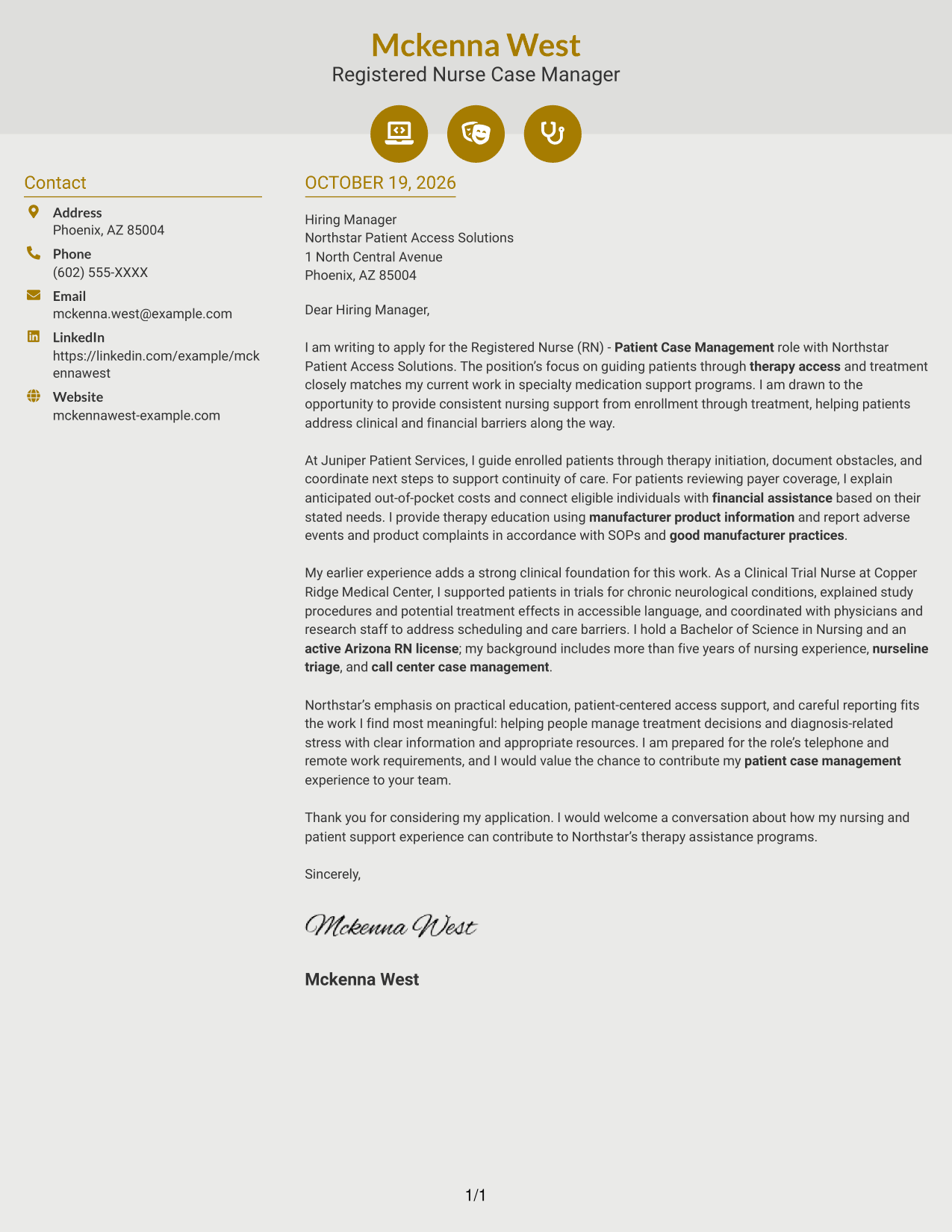Cover letter example — page 1