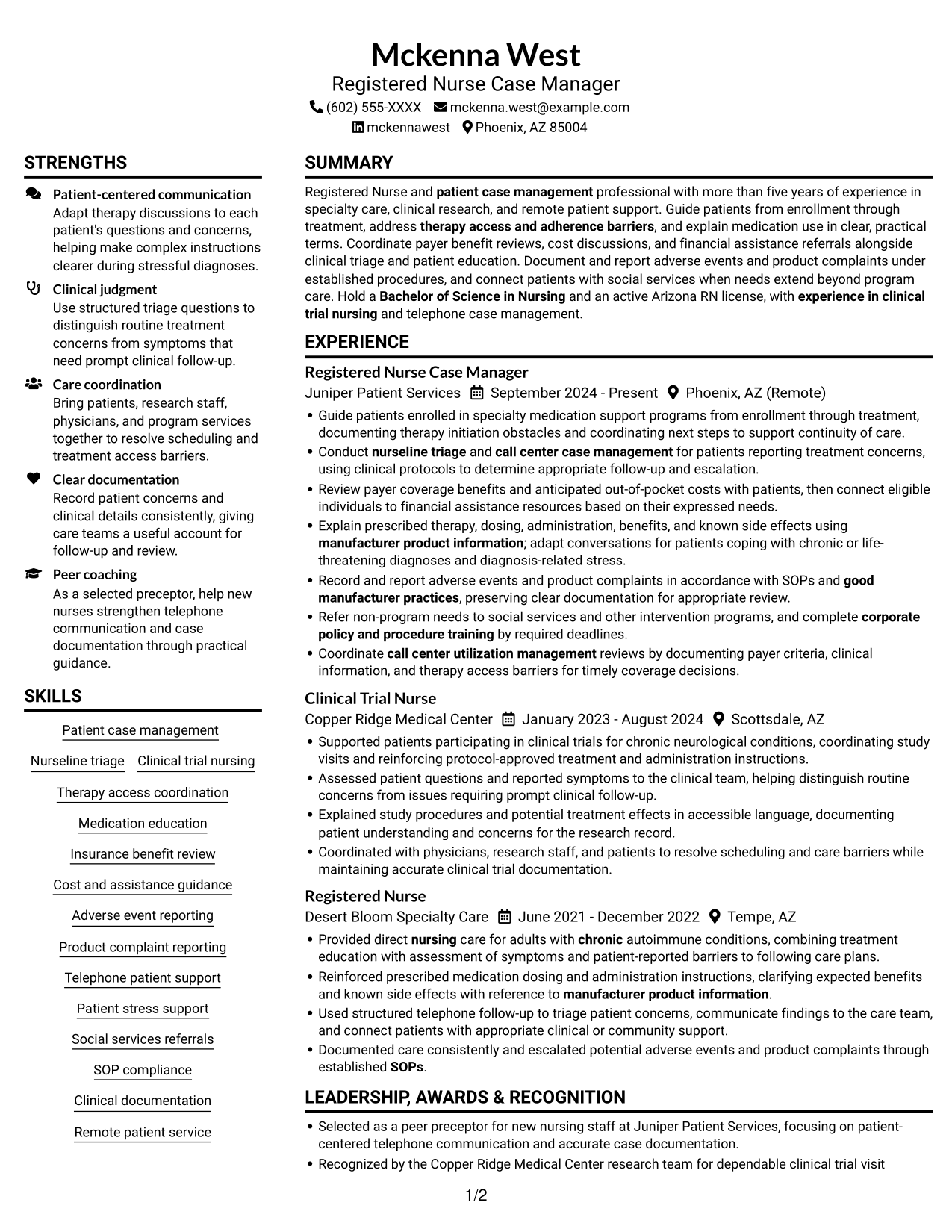 Resume example — page 1