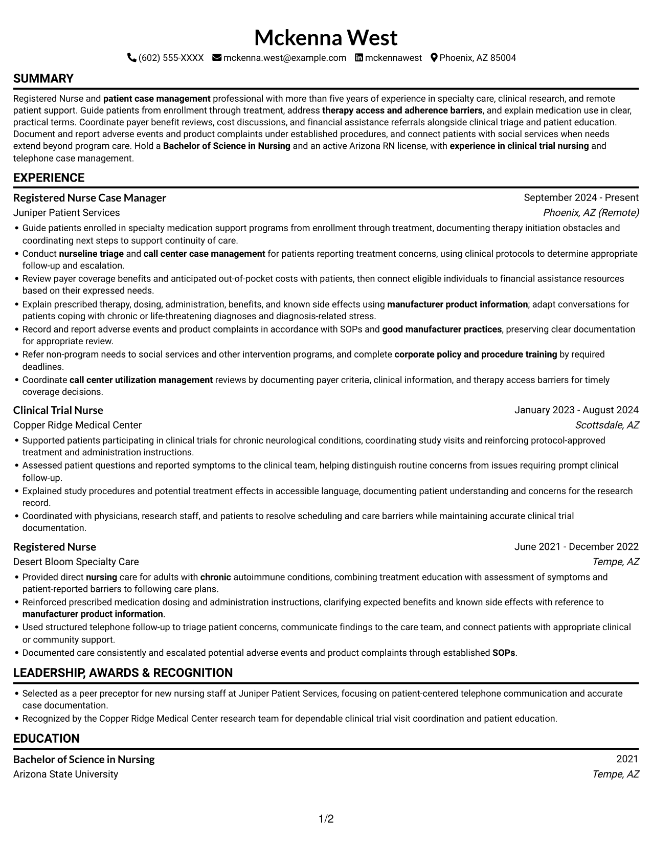 Resume example — page 1