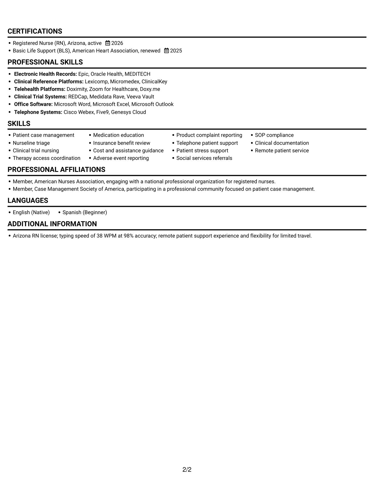 Resume example — page 2