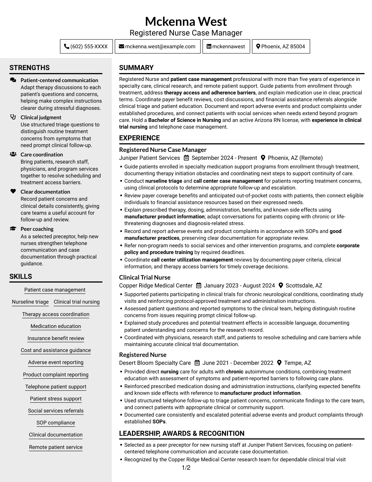 Resume example — page 1