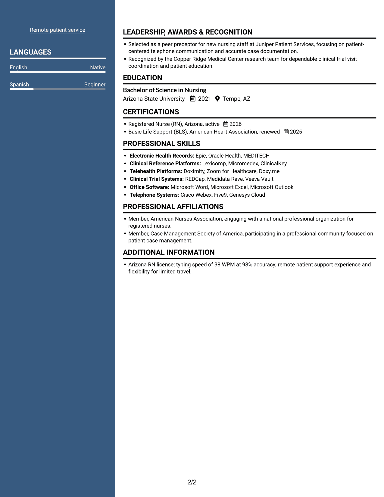 Resume example — page 2