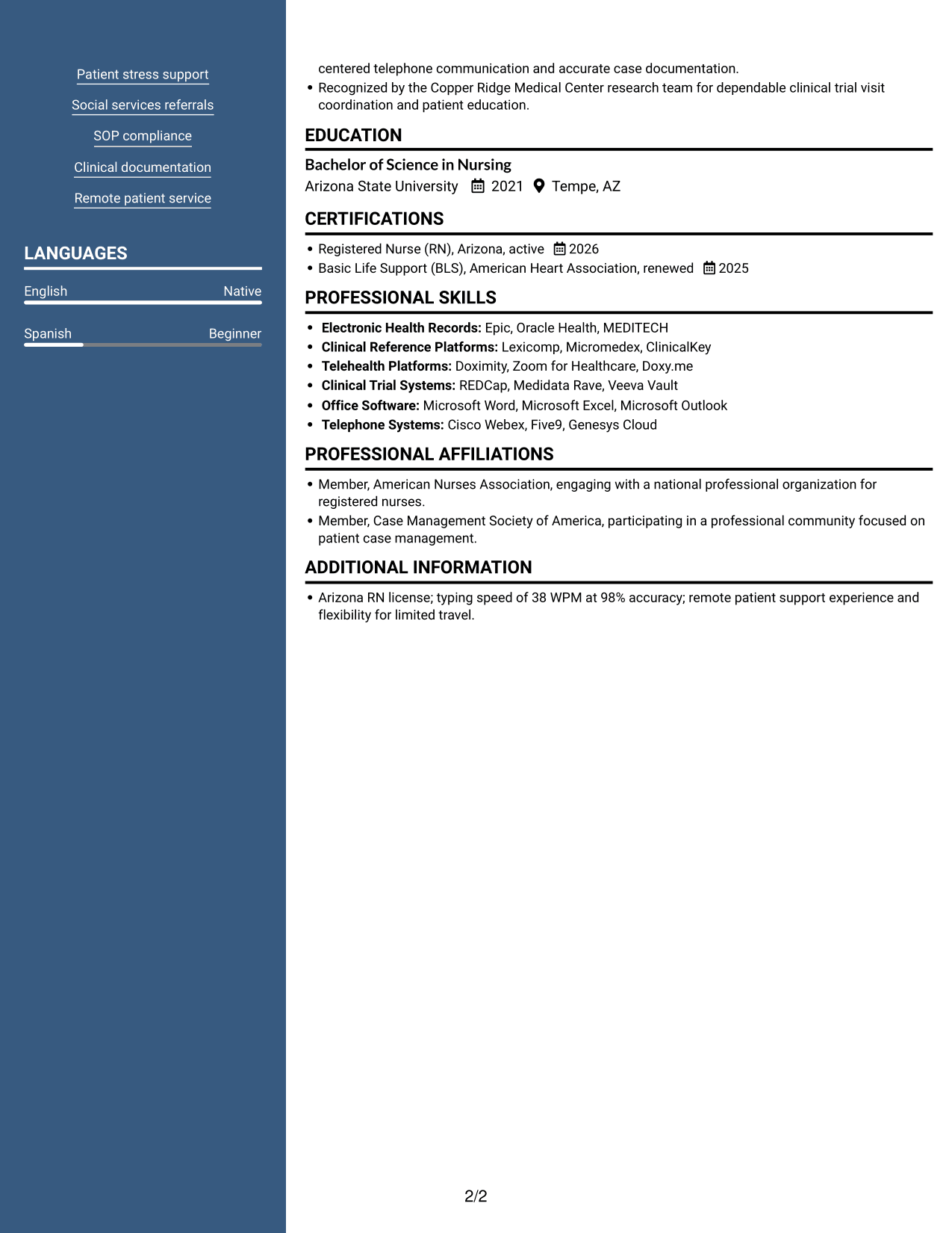 Resume example — page 2