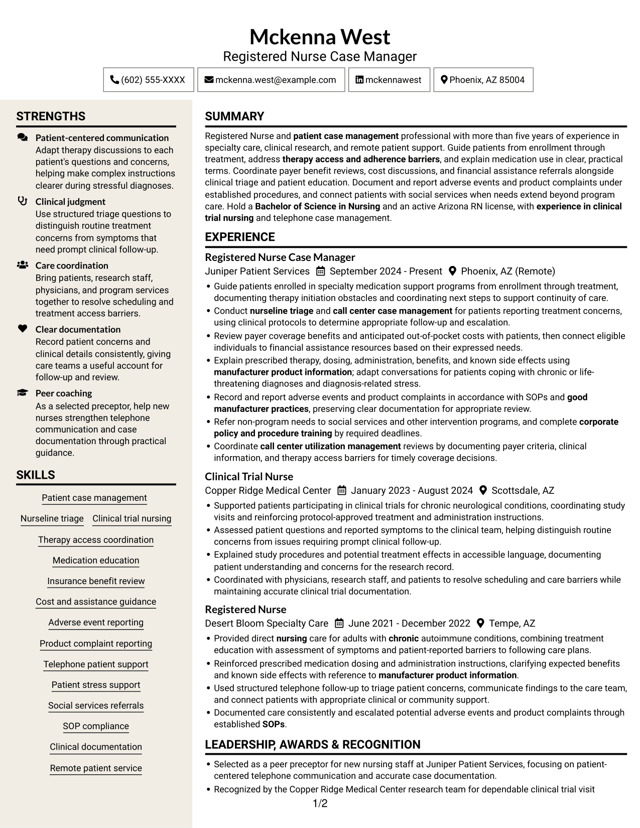 Resume example — page 1