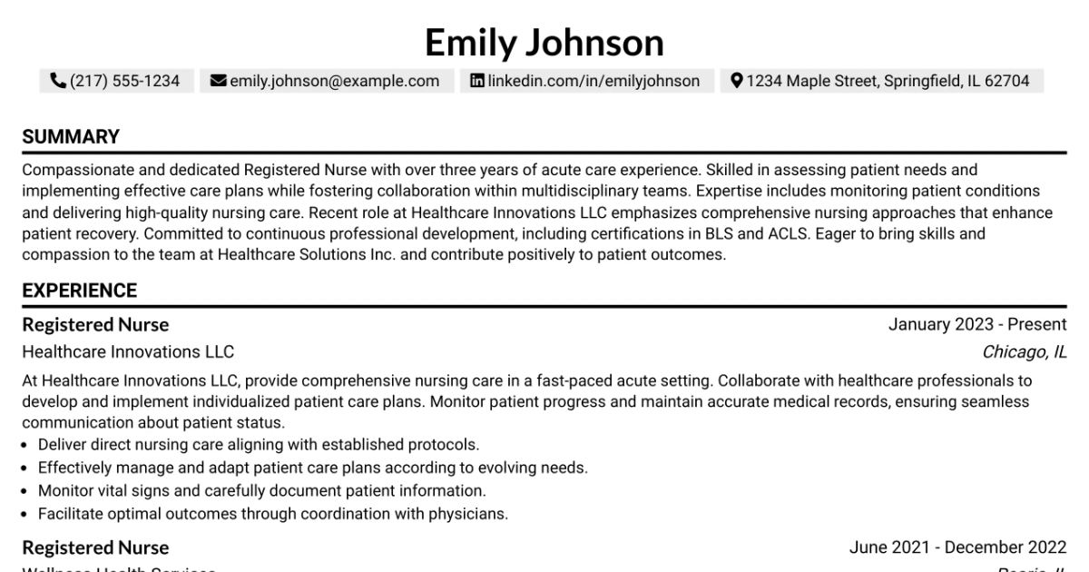 33 Registered Nurse - Step Down Resume Templates with Example 2026 (ATS-Optimized)
