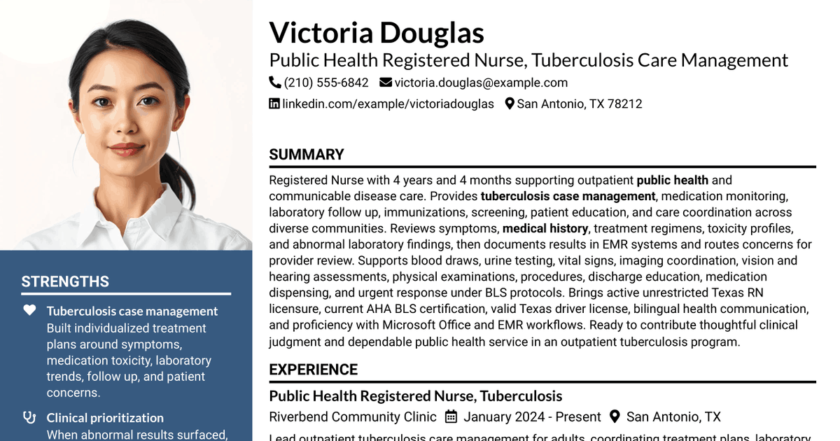 7 Registered Nurse - Tuberculosis Resume Templates with Example