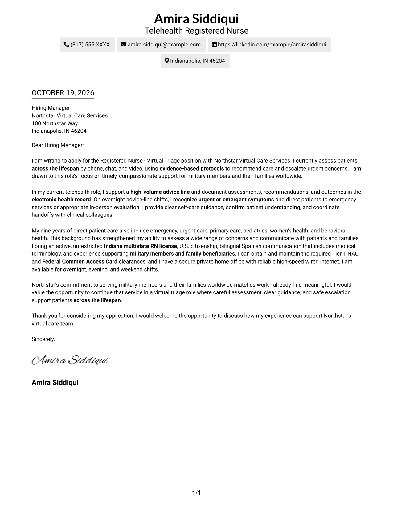 Cover letter example — page 1