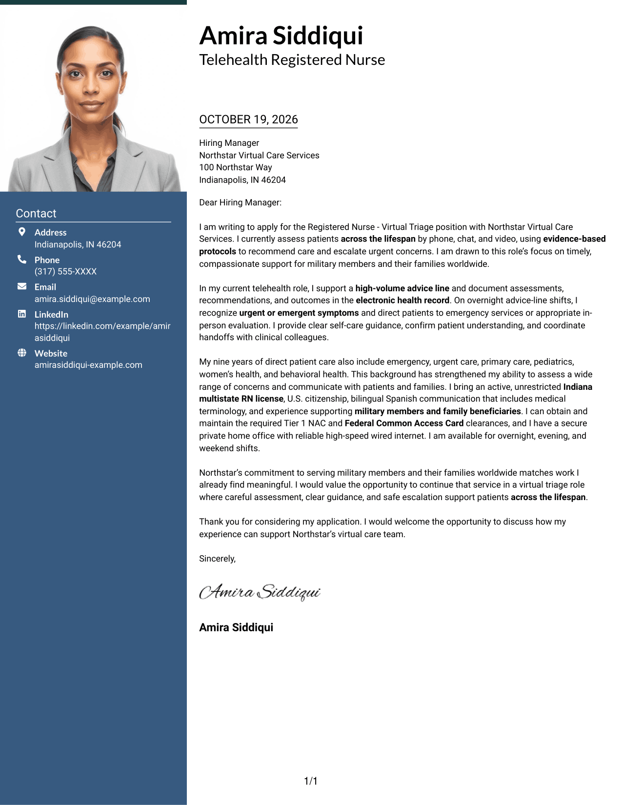 Cover letter example — page 1