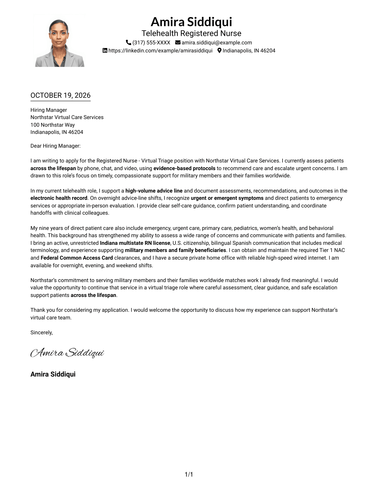 Cover letter example — page 1
