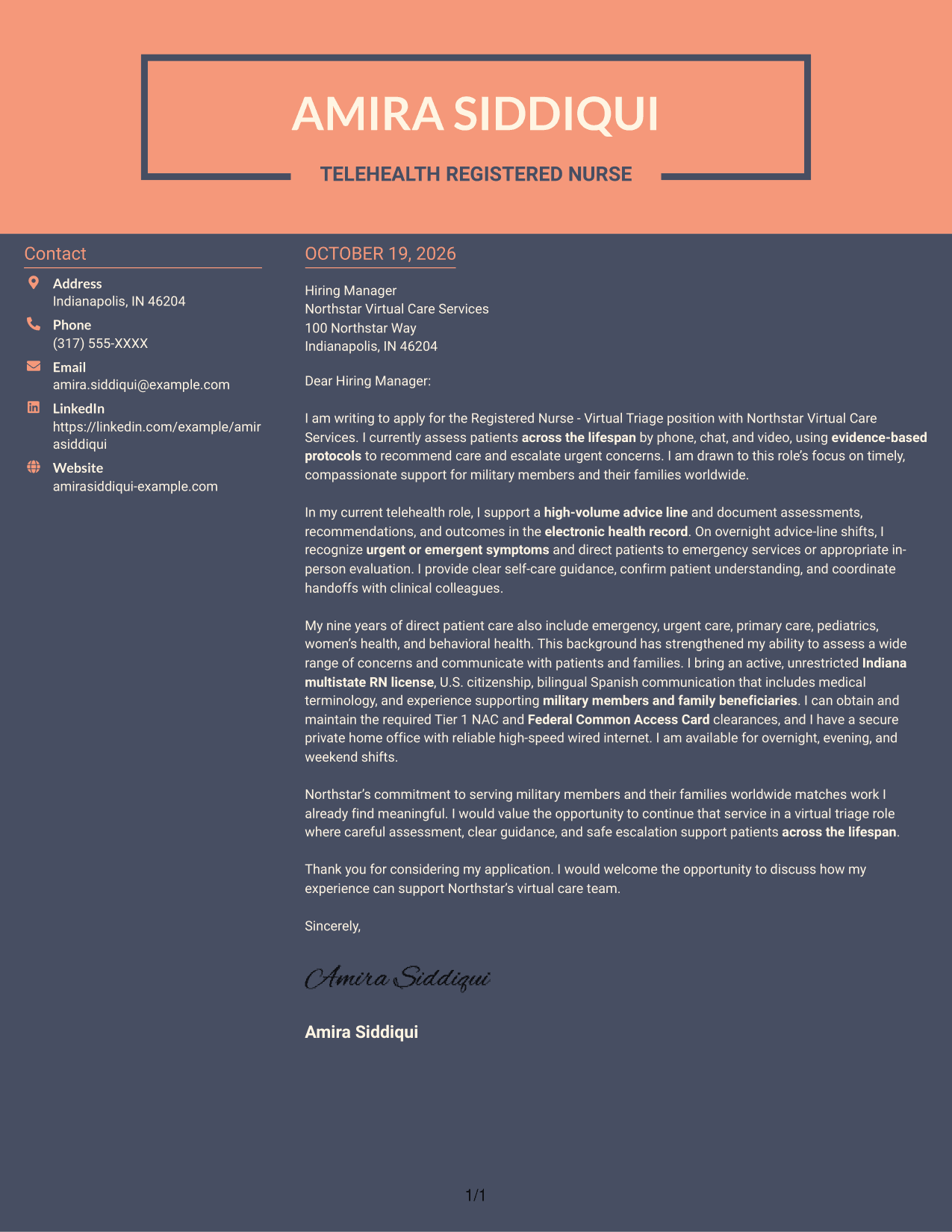 Cover letter example — page 1