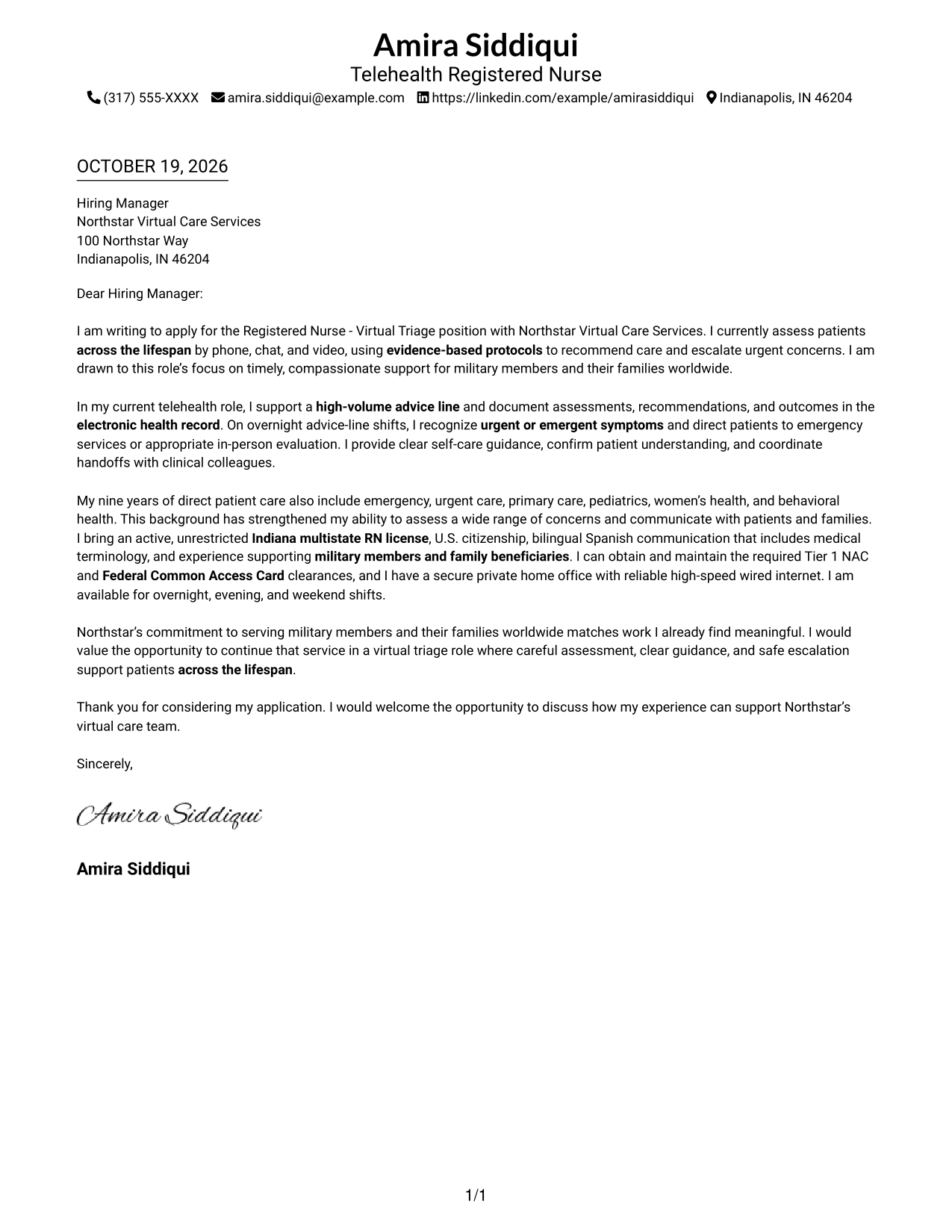 Cover letter example — page 1