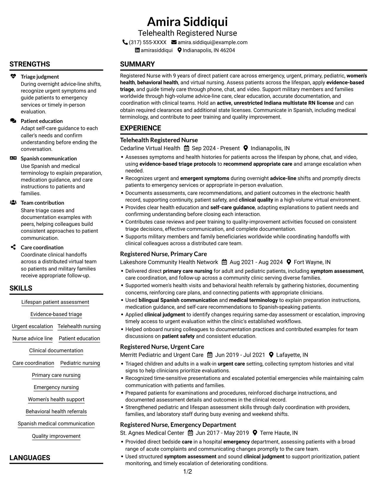 Resume example — page 1