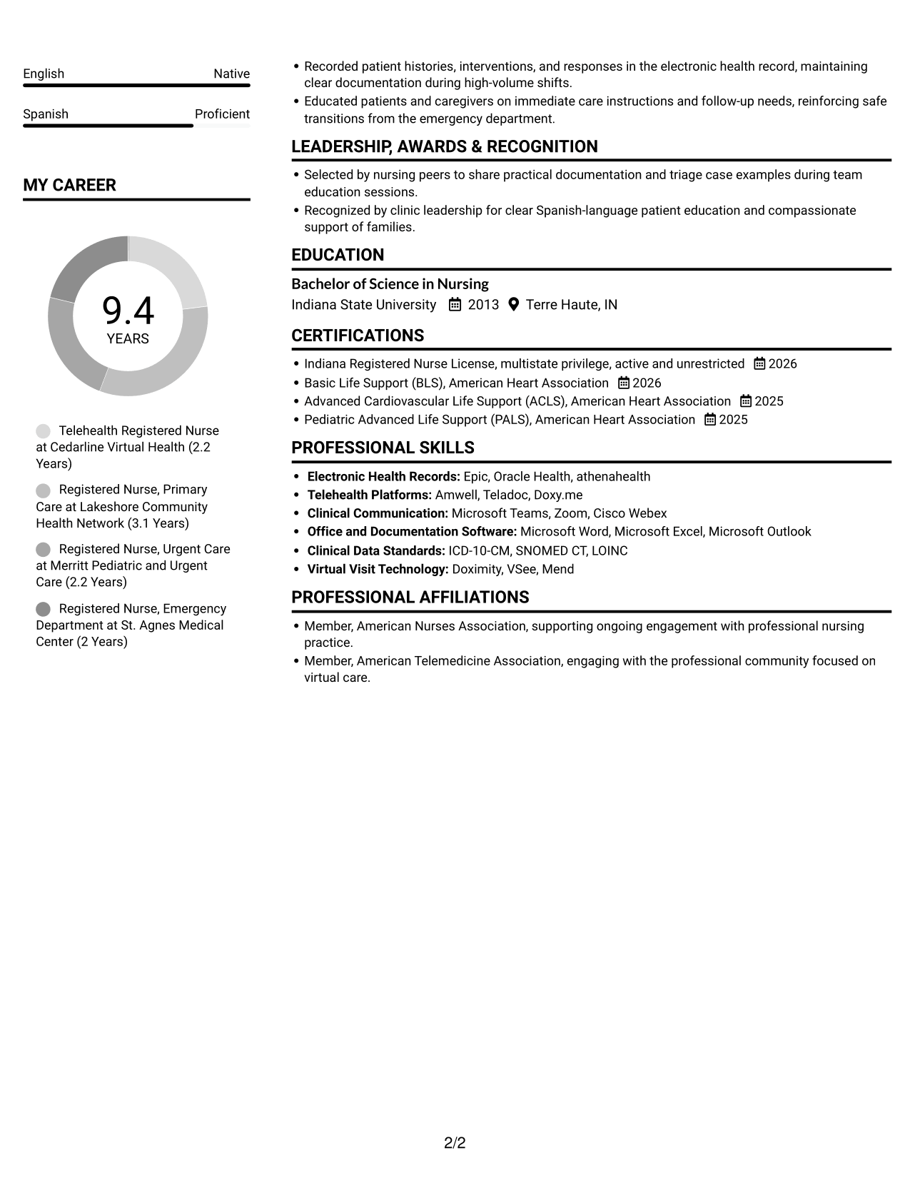 Resume example — page 2