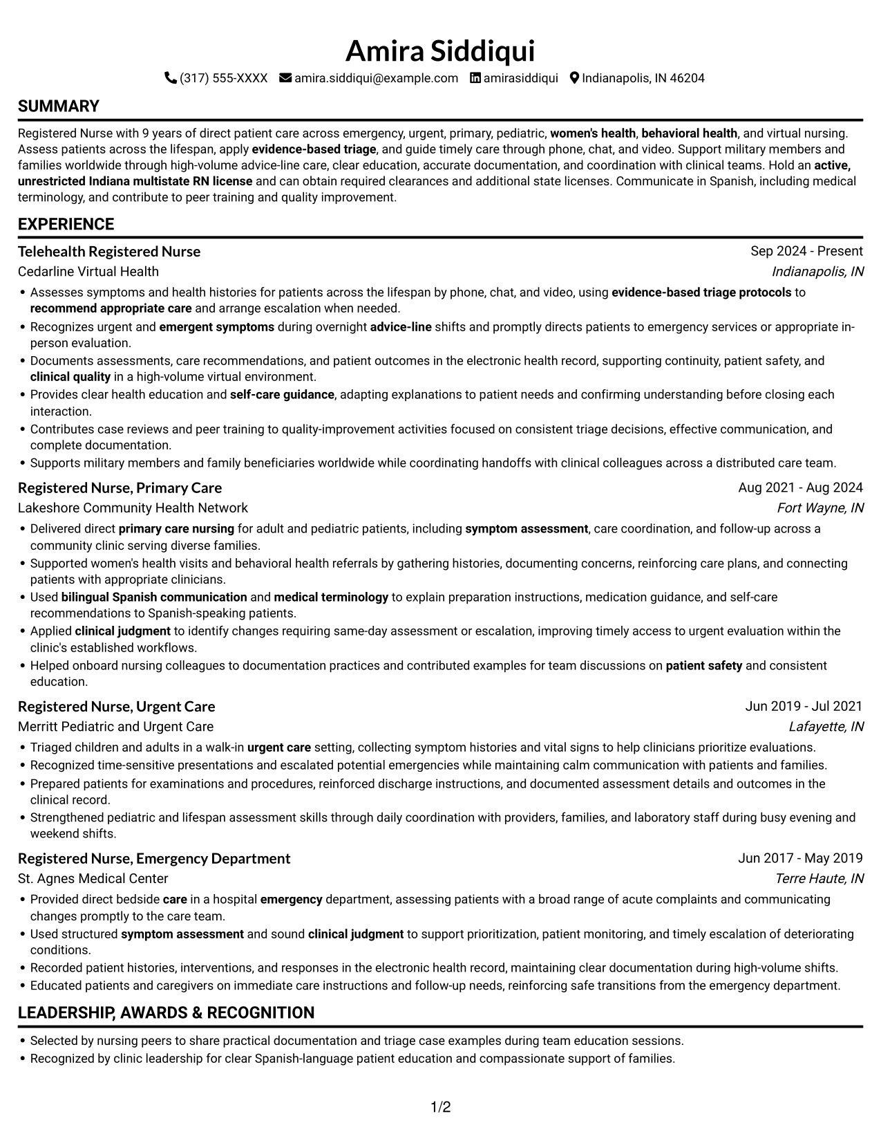 Resume example — page 1