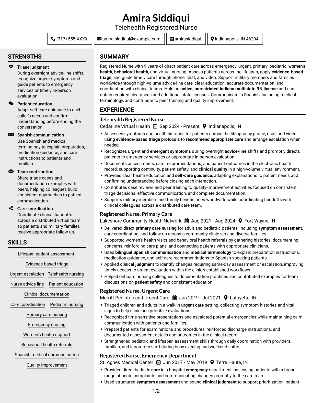 Resume example — page 1