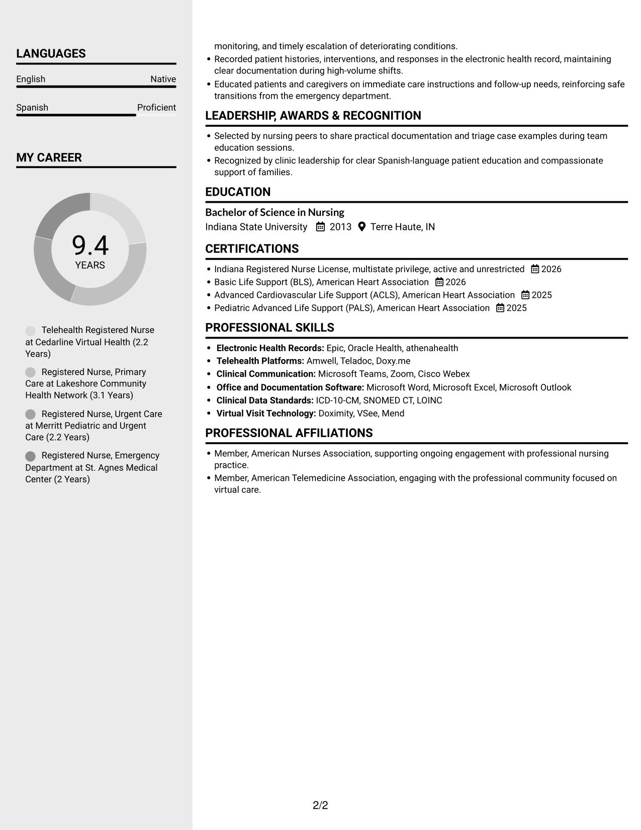 Resume example — page 2